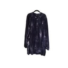 Lulus Shirt Dress Size XL Purple Tie Dye Rayon Long Sleeve Half Button Front 