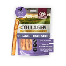 Wild Eats Real Duck Collagen Retriever Bully Sticks For Dogs 15 Count Long