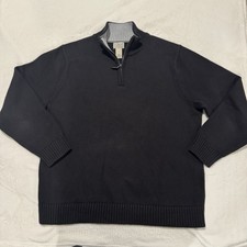 L.L.Bean Men's pullover sweater Size XL color Black 100 Cotton 1/4 zip