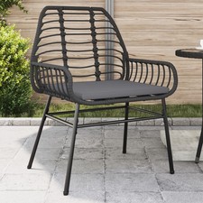 Garden Chair Black PE Rattan Standard size for adults