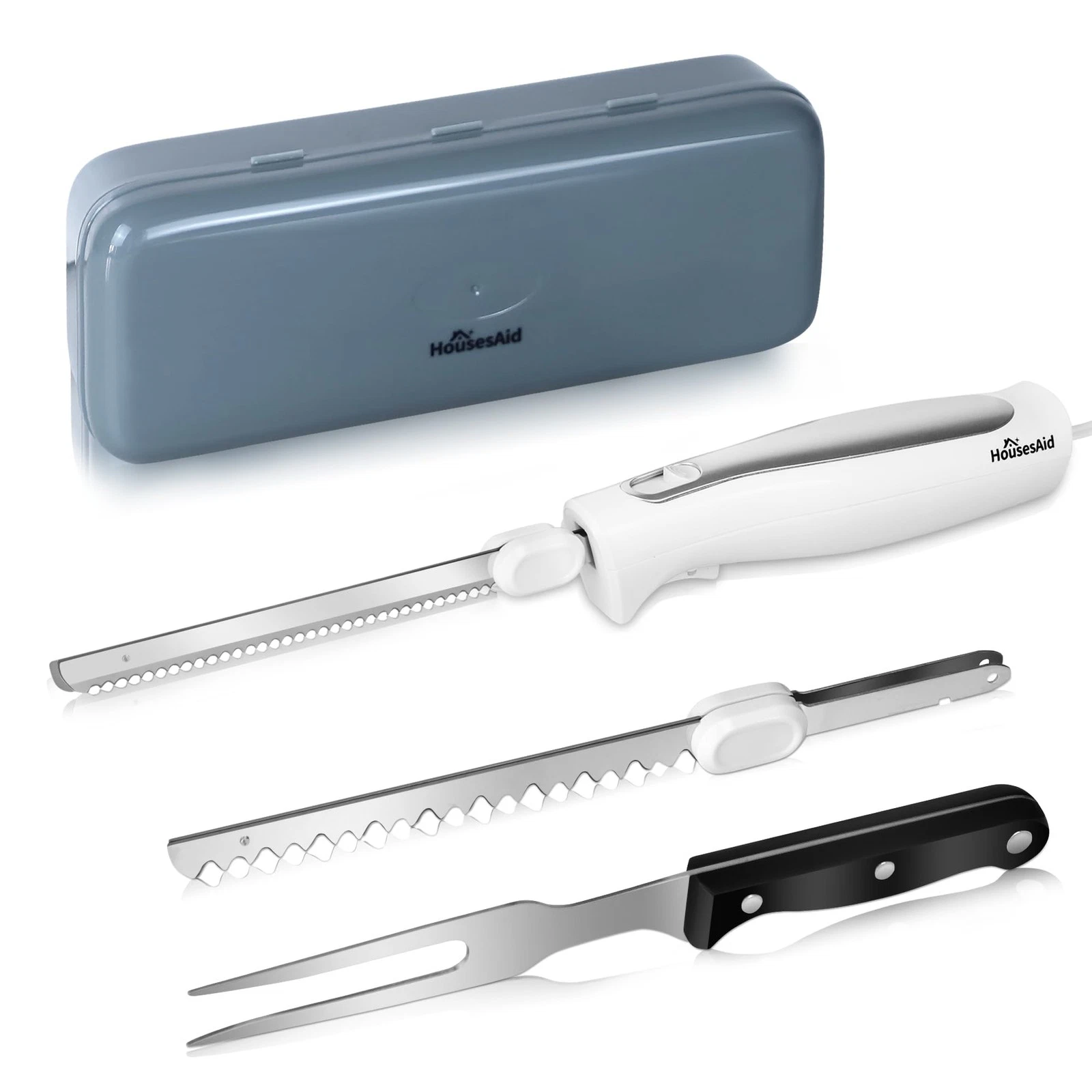 ,Wired Carving Set with Serrated Stainless Steel Blades,Carving Fork,with Non...