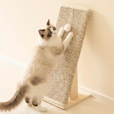 Inclined Cat Scratcher Ramp 24.8 Inch Sisal Pad Board Toy Ball Chevron