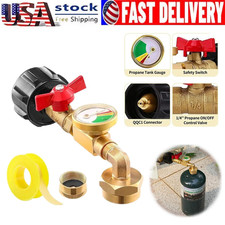 1Lb To 20Lb Tank Propane Refill Adapter With Gauge And ON-Off Control Valve Tool