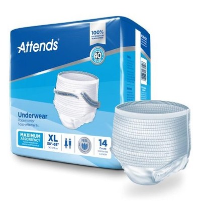 Attends Absorb Underwear Adult Unisex PullOn Tear Away Moderate Absorb XL 14