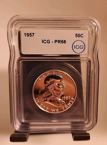 1957 50C Silver Proof Franklin Half Dollar  ICG PF 66 Lot 1