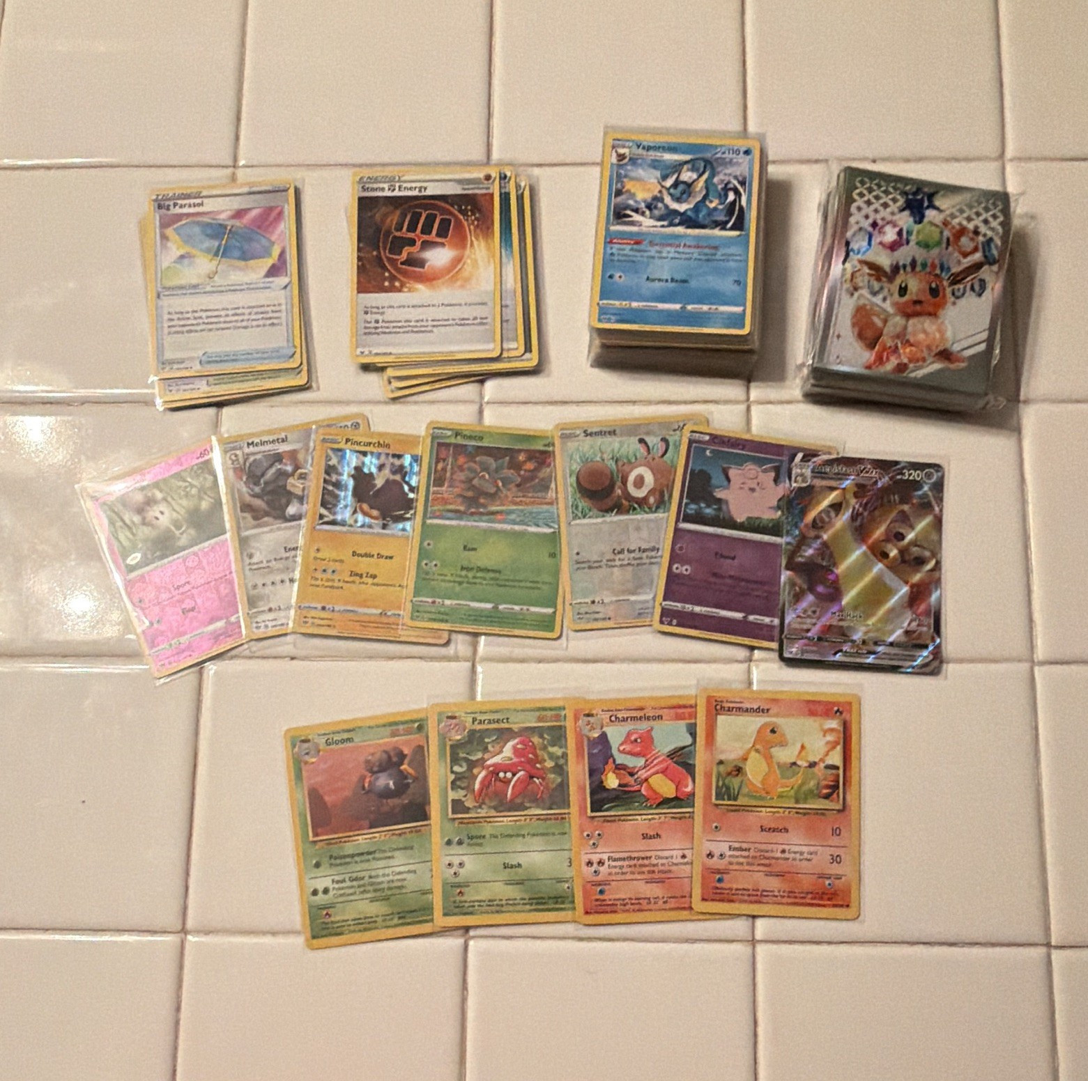 Pokemon Card Lot(60) Ultra Rare VMAX, Holo/Reverse, WOTC Charmander, New Sleeves