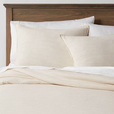 3pc King Space Dyed Cotton Linen Duvet Cover Sham Set True