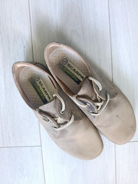 Men Scarpa Heels Beige Leather 40