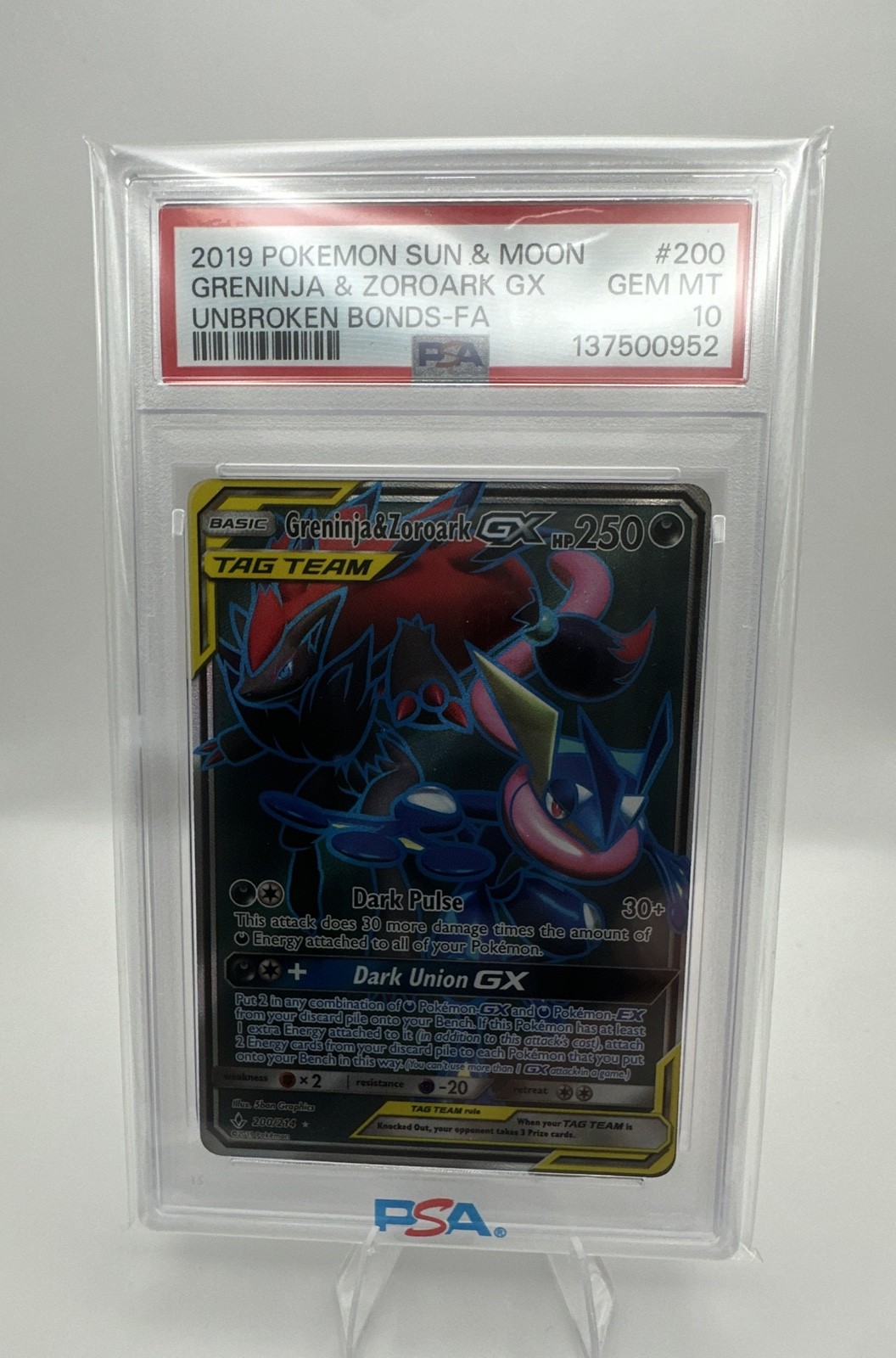 Greninja & Zoroark GX (Full Art) 200/214 Sm-Unbroken Bonds Holo