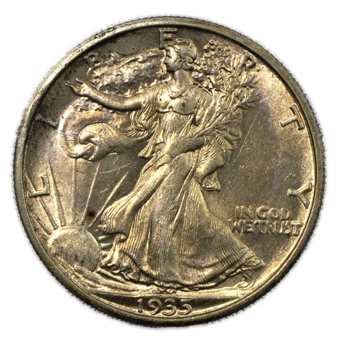 1935-P Philadelphia Walking Liberty Silver Half 50c Brilliant Uncirculated BU+