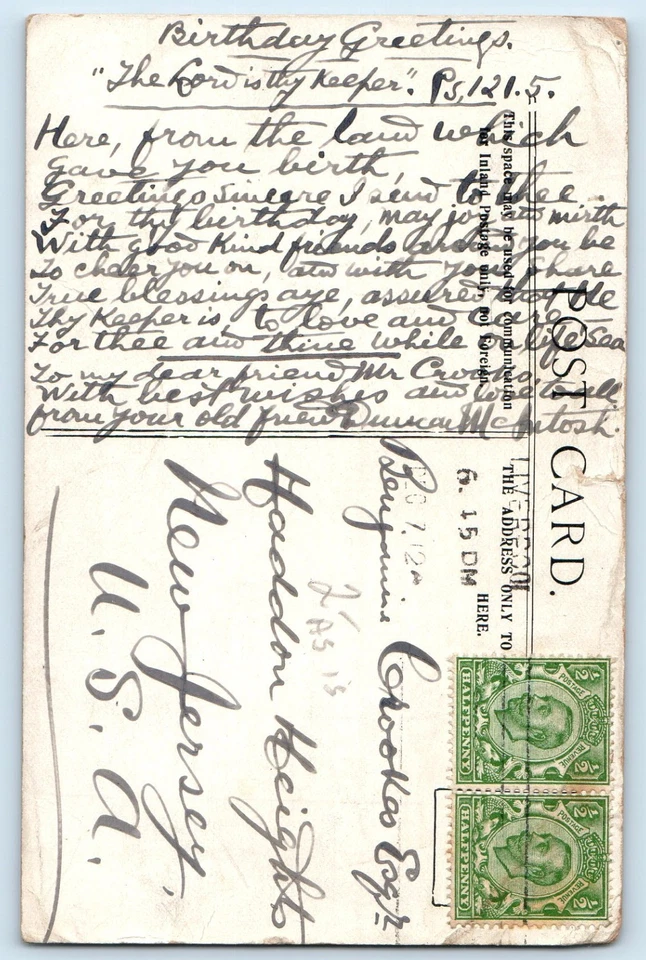 Liverpool Inglaterra Postal Allan Line Royal Mail Vapor "Mongol" 1912 Foto 3 de 3