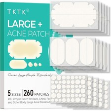 XXL Pimple Patches for Body, Large Hydrocolloid Acne 5 Sizes 260 Count