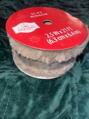 Holiday Time Faux Fur Ribbon 21-FT Camel Brown Wired Christmas Decor Home