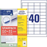 Avery Zweckform Universal-Etiketten, 48,5 X 25,4 Mm, 50+15Bl 1 Bis 36X Spare 33%