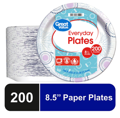 #ad Great Value Disposable Paper Plates 8.5quot; 200 Count $8.99