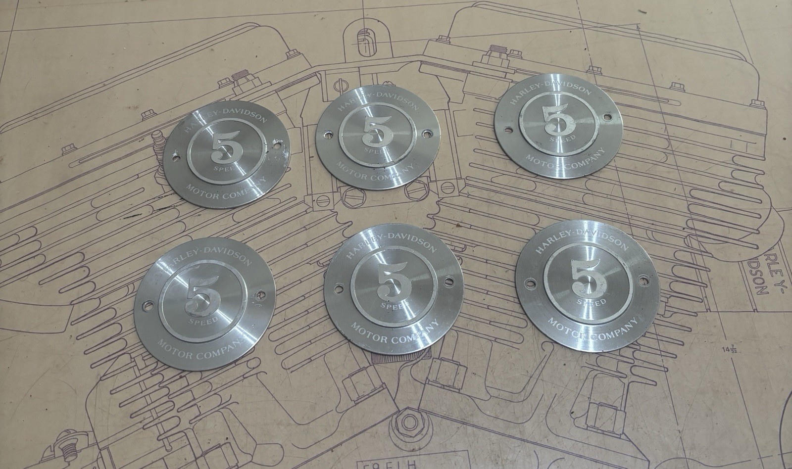 (6) Harley FL Models #5, Horizontal 2 Hole Timer Inspection Cover. 6 Pieces.