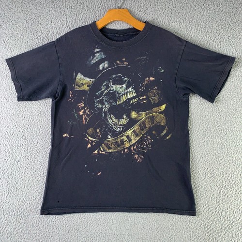 Vintage Miami Ink Shirt Herren Medium Schwarz Totenkopf Tattoo Grunge Gothic Y2K 00s