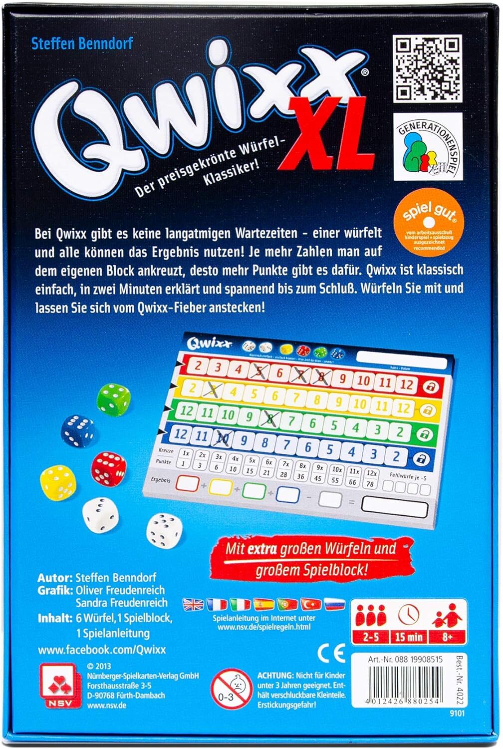 Thumbnail - Nsv - 4022 - Qwixx - Xl - Würfelspiel Single