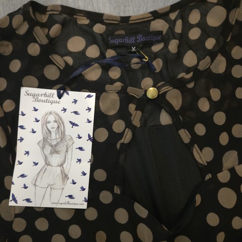 Sugarhill Boutique Dotty Dancing Dress Size Medium Black Nude XM12D9 Polyamide - Picture 6 of 7