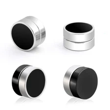 Unisex Stainless Steel Stud Earrings Magnetic Ear Plugs Non-Piercing Clip On