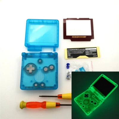 MARKENLOS Nachtlicht Klares Blau Hülle Shell Gehäuse CASE Für Game Boy Advance SP GBA SP