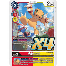 4x Agumon BT13-008 Versus Royal Knights Common Digimon Card Game NM