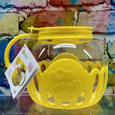 Ecolution Yellow Micro-Pop Popcorn Popper Microwave Dishwasher Safe Movies NEW!