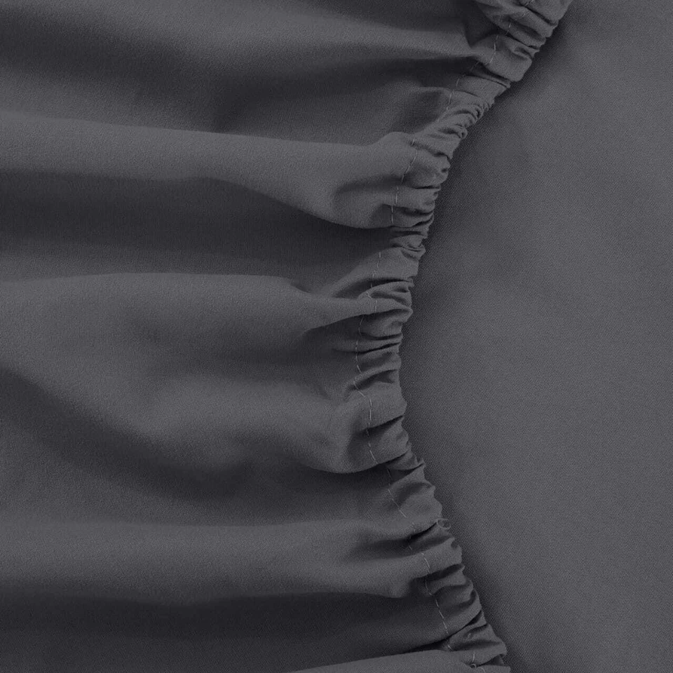 Juego de sábanas de 700 hilos 100 % algodón natural 4 piezas 15"" de profundidad King, gris liso Foto 3 de 4