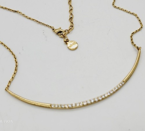 Stella & Dot Gold Tone Curved Bar Rhinestone Necklace 18 in - Picture 4 of 7