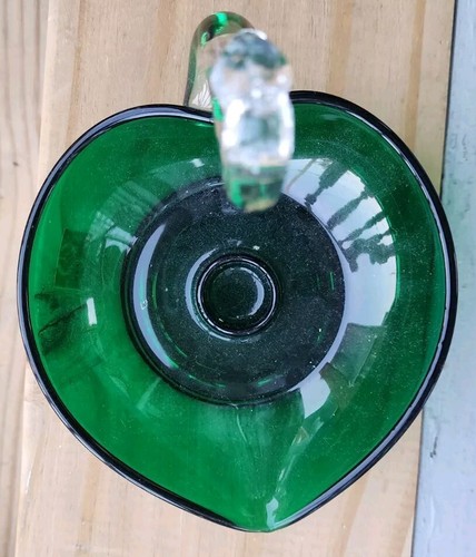 Vintage Duncan Miller Glass Emerald Green Swan 5" Candle Holder Dish MCM decor - Picture 2 of 7