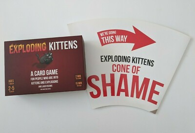 Exploding Kittens Card Game Complete and Extra Cone of Shame Ages 7+ 2-5 Players