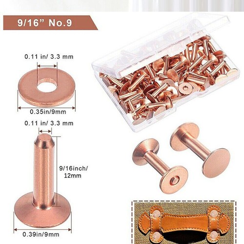 100PCS Copper Rivets and Burrs Washers Leather Copper Rivet Fastener for Colla - Picture 4 of 10