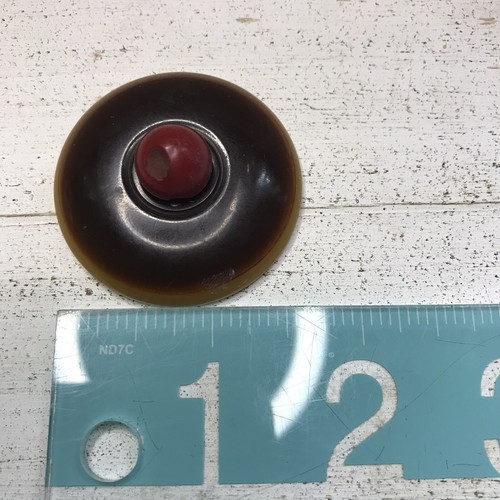 2 Antq Bakelite Buttons Round Bead Red Butterscotch Brown Vtg Wafer Craft Sewing - Picture 12 of 13