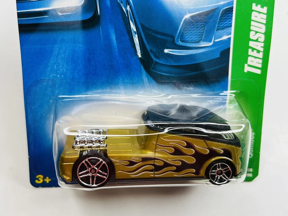 2008 Hot Wheels #166 HW Treasure Hunt 6/12 QOMBEE Gold/Black w/Chrome PR5 NEW - Image 2 of 4