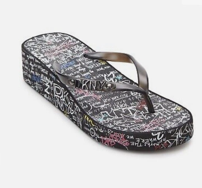 Dkny wedge flip flops sale
