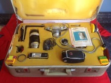 VINTAGE Exakta vx Ihagee Dresden , Soligor 135mm, Kodak Film Lot In Case