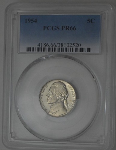 ONE OF PR66 1954 JEFFERSON NICKEL PCGS GRADED US 5C PROOF P-MINT EXACT COIN - Picture 5 of 6