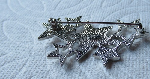 Kirks Folly Kristall Silber Metall Stern Sterne Cluster Brosche Pin - Bild 4 von 4
