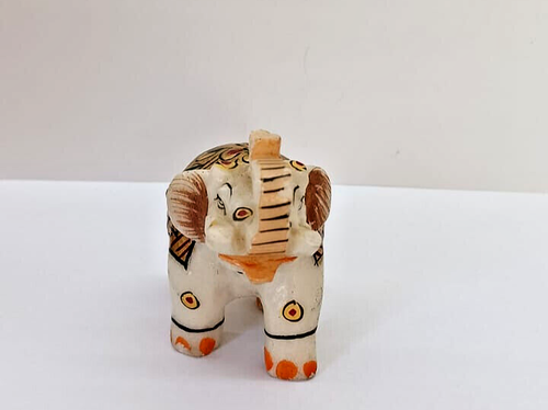 Vintage Traditional Marble Small Elephant Sacred Figurine Handmade India Holy - Picture 6 of 6