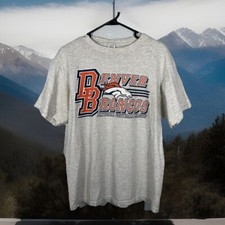 Denver Broncos Vintage Grey Logo 7 T-Shirt Tee Size Large