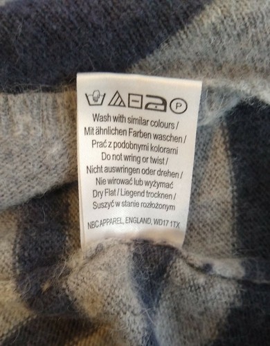 Fenn Wright Manson Knitted Pullover Striped Black & Grey Angora Mix Size Medium - Picture 9 of 9
