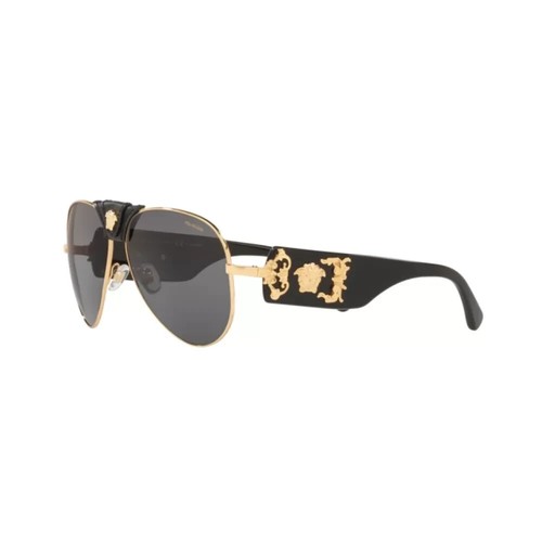 New Versace Sunglasses VE2150Q 100281 Gold Dark Grey Polarized 62-14-140mm - 第 1/5 張圖片