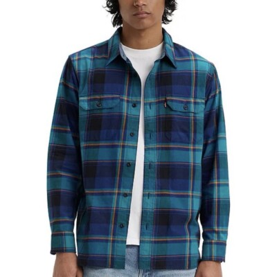 Levi s Shirt Men s XL Blue The Worker Relaxed Fit Plaid Long Sleeve Button Up
