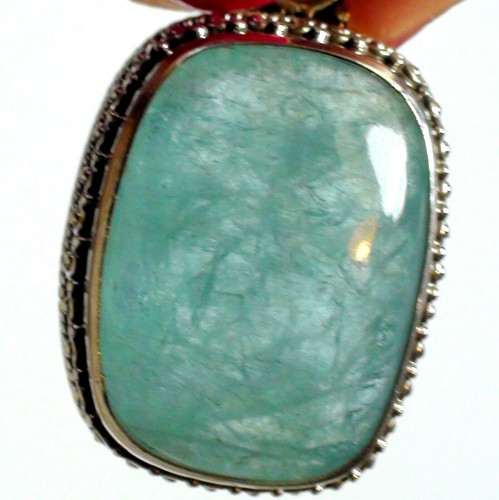 32,5ct VINTAGE! GROSS! NATÜRLICHER ERD ABGEBAUT AQUAMARIN ANHÄNGER 925 STERLINGSILBER. - Bild 7 von 12