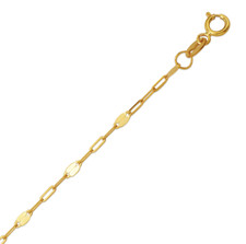 14K Solid Yellow Gold Mirror and Paperclip Link Chain Necklace 2 mm Wide