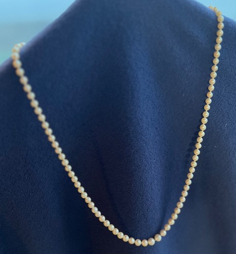 Vintage Genuine Pearl Necklace Graduated Size, 26”, Filigree Gold Clasp - Picture 2 of 3