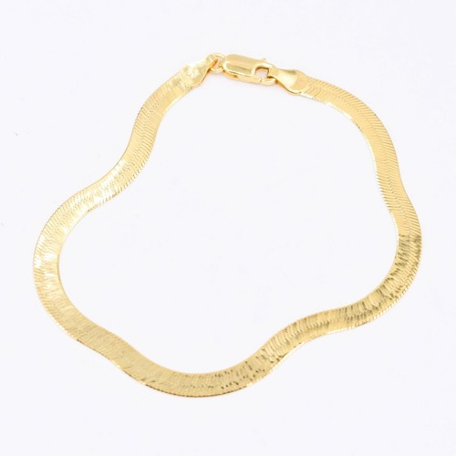 4.5mm Flexible Herringbone Chain Bracelet Real Yellow Sterling Silver 925 Italy