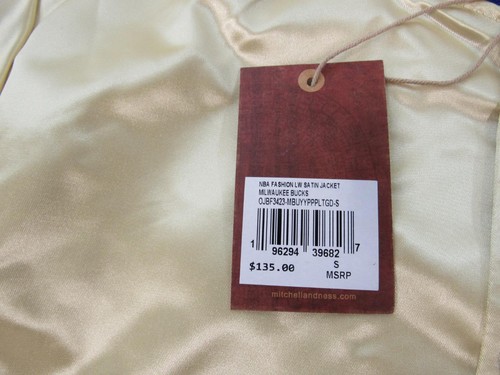 New Milwaukee Bucks Mens Sizes Mitchell & Ness Gold Light Satin Snap Jacket $135 - Picture 7 of 9