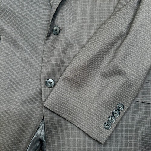 Perry Ellis Slim Fit Suit Mens 48R 2 Piece Pants 42x30 Gray Geo Check Stretch - Picture 4 of 15
