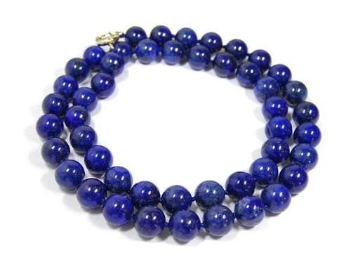 Gemstone healing stone necklace made of lapis lazuli in ball shape ø12 mm 60 cm long